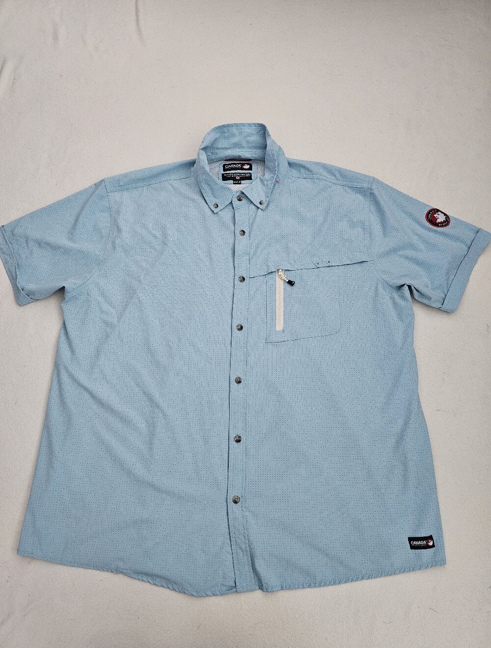 NEW! Canada WeatherGear Blue Button-Down-Shirt Men's Air Mesh Vented Fishing XXL